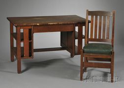 L. & J.G. Stickley Arts & Crafts Oak Desk and Chair